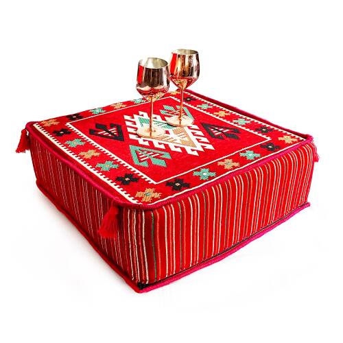 Shark Anatolia Şark Köşesi Masası Puf Belkıs Kırmızı - 6