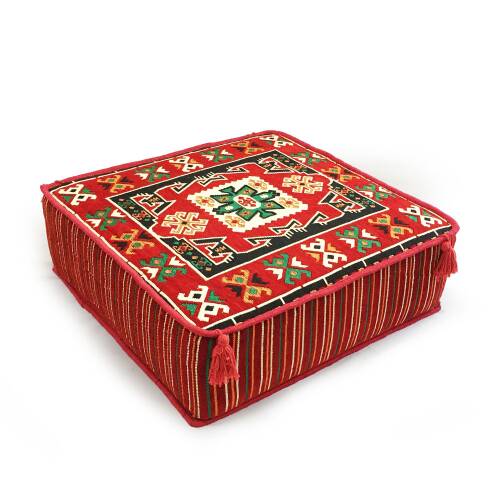 Shark Anatolia Şark Köşesi Masası Puf Bergama Kırmızı - 1