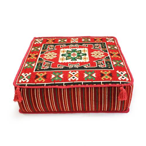 Shark Anatolia Şark Köşesi Masası Puf Bergama Kırmızı - 2