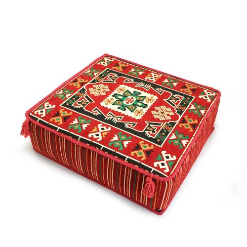 Shark Anatolia Şark Köşesi Masası Puf Bergama Kırmızı - 3