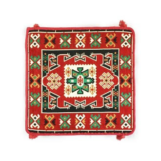 Shark Anatolia Şark Köşesi Masası Puf Bergama Kırmızı - 5