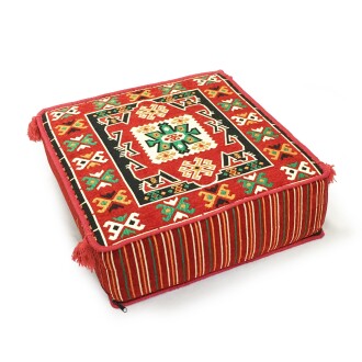 Shark Anatolia Şark Köşesi Masası Puf Bergama Kırmızı - 6