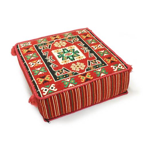 Shark Anatolia Şark Köşesi Masası Puf Bergama Kırmızı - 6