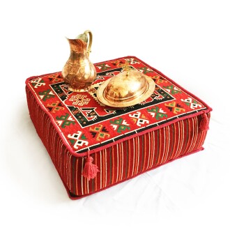 Shark Anatolia Şark Köşesi Masası Puf Bergama Kırmızı - 7