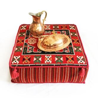 Shark Anatolia Şark Köşesi Masası Puf Bergama Kırmızı - 8