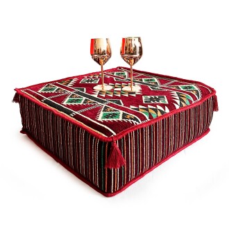 Shark Anatolia Şark Köşesi Masası Puf Kilim Bordo - 6