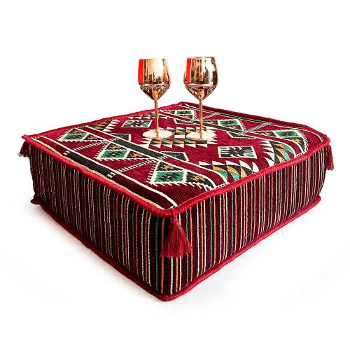 Shark Anatolia Şark Köşesi Masası Puf Kilim Bordo - 6
