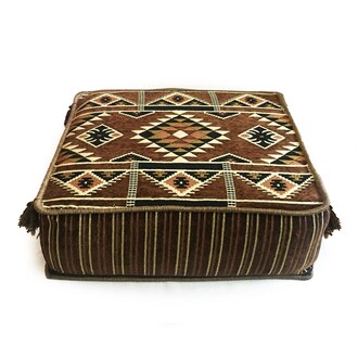 Shark Anatolia Şark Köşesi Masası Puf Kilim Kahve - Thumbnail