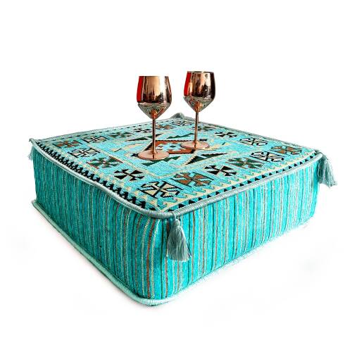 Shark Anatolia Şark Köşesi Masası Puf Kilim Turkuaz - 4