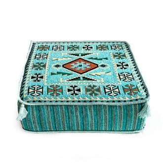 Shark Anatolia Şark Köşesi Masası Puf Kilim Turkuaz - 9