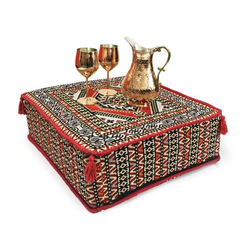 Shark Anatolia Şark Köşesi Masası Puf Oryantal Kırmızı - 3