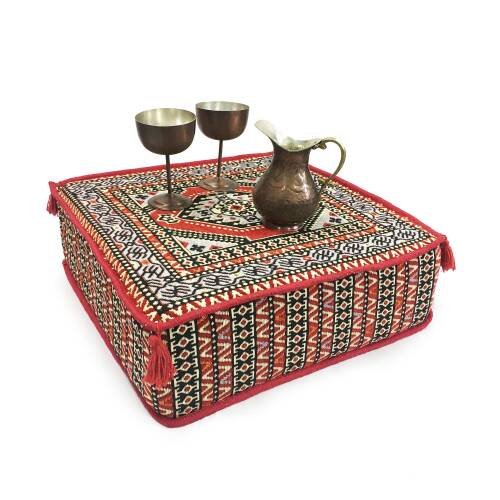 Shark Anatolia Şark Köşesi Masası Puf Oryantal Kırmızı - 6