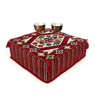 Shark Anatolia Şark Köşesi Masası Puf Yörük Bordo - 5