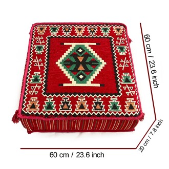 Shark Anatolia Şark Köşesi Masası Puf Zeugma Kırmızı - 2