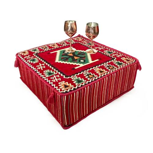 Shark Anatolia Şark Köşesi Masası Puf Zeugma Kırmızı - 4