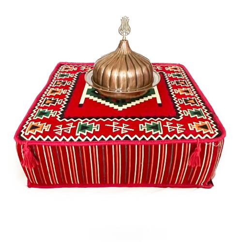 Shark Anatolia Şark Köşesi Masası Puf Zeugma Kırmızı - 5