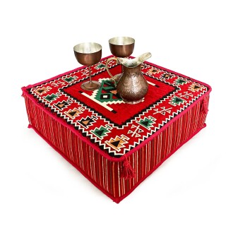 Shark Anatolia Şark Köşesi Masası Puf Zeugma Kırmızı - 6