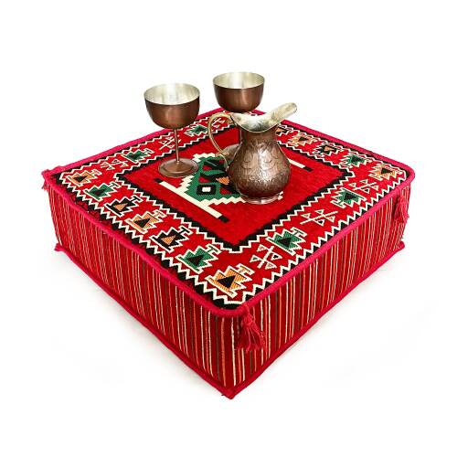 Shark Anatolia Şark Köşesi Masası Puf Zeugma Kırmızı - 6