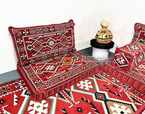 Shark Anatolia Şark Köşesi Tek Kişilik Sedir Takımı Kırmızı - 4