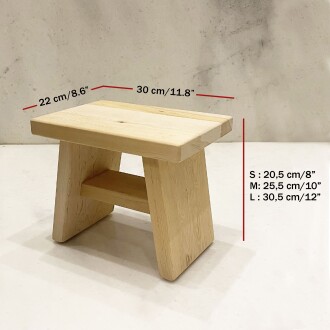 Shark Anatolia Sedir Ahşap Banyo Taburesi Oturak ve Beyaz Bakır Hamam Tası Seti - 2