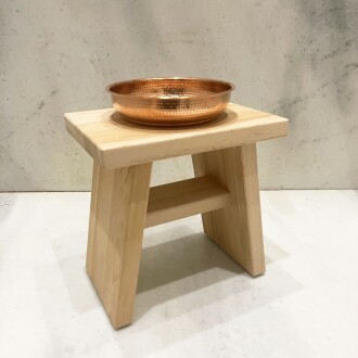 Shark Anatolia Sedir Ahşap Banyo Taburesi Oturak ve Kızıl Bakır Hamam Tası Seti - 3