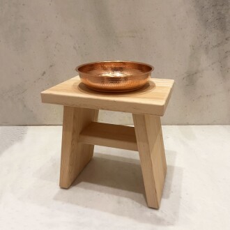 Shark Anatolia Sedir Ahşap Banyo Taburesi Oturak ve Kızıl Bakır Hamam Tası Seti - 7
