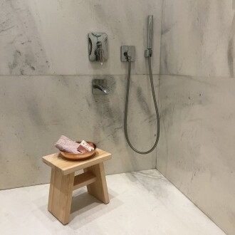 Shark Anatolia Sedir Ahşap Banyo Taburesi Oturak ve Kızıl Bakır Hamam Tası Seti - 8