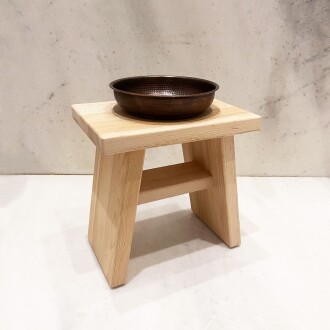 Shark Anatolia Sedir Ahşap Banyo Taburesi Oturak ve Oksit Bakır Hamam Tası Seti - 3