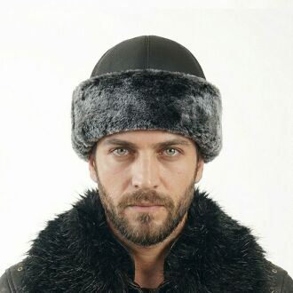 Skull Cap Mealy Black Leather Hat