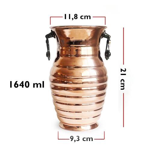 Shark Anatolia Sümbüllü Bakır Kulplu Vazo - 4