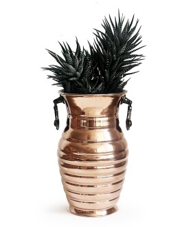 Shark Anatolia Sümbüllü Bakır Kulplu Vazo - 7