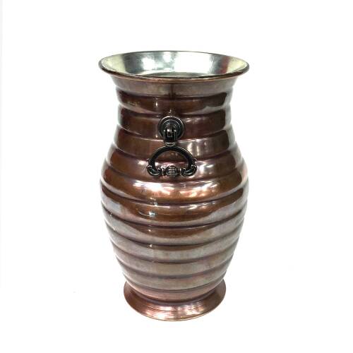 Shark Anatolia Sümbüllü Bakır Kulplu Vazo Oksit - 3