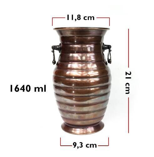 Shark Anatolia Sümbüllü Bakır Kulplu Vazo Oksit - 4