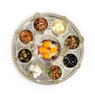 Shark Anatolia Tepsili Kahvaltı Sunum Seti, Bakır Sahan 16 cm Kalın Taban 8 Parça Kulplu Bakır Kase - 5