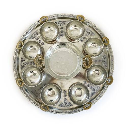 Shark Anatolia Tepsili Kahvaltı Sunum Seti, Bakır Sahan 16 cm Kalın Taban 8 Parça Kulplu Bakır Kase - 6