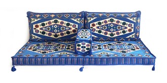 Shark Anatolian Nomad Oriental Corner Double Floor Seating Set Blue