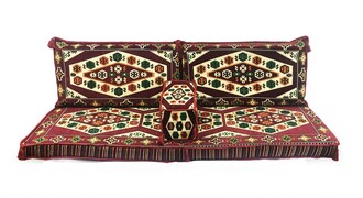 Shark Anatolian Nomad Oriental Corner Double Floor Seating Set Burgundy