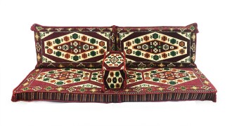 Shark Anatolian Nomad Oriental Corner Double Floor Seating Set Burgundy