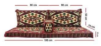 Shark Anatolia Yörük Şark Köşesi İkili Sedir Takımı Bordo - 4