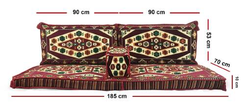 Shark Anatolia Yörük Şark Köşesi İkili Sedir Takımı Bordo - 4