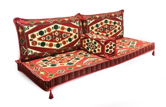 Shark Anatolia Yörük Şark Köşesi İkili Sedir Takımı Kırmızı - 3