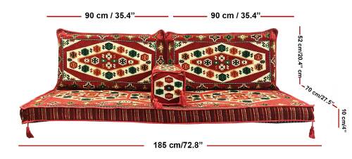 Shark Anatolia Yörük Şark Köşesi İkili Sedir Takımı Kırmızı - 4