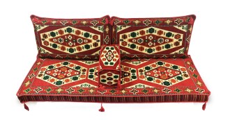 Shark Anatolia Yörük Şark Köşesi İkili Sedir Takımı Kırmızı - 5