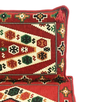 Shark Anatolia Yörük Şark Köşesi İkili Sedir Takımı Kırmızı - 7