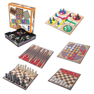 Star Oyun - Star 5 in 1 Game Set Chess Checkers Backgammon Solo Test Ludo