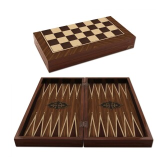 Star Antique Walnut Backgammon Set