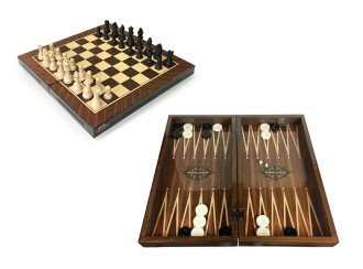 Star Antique Walnut Chess and Backgammon Set of 2