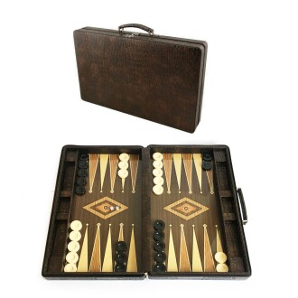 Star Leather Box Backgammon Set Mid Size