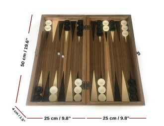 Aegean Massive Veneer Backgammon + Chess Set Large 50 cm - 19.6&quot; - 4