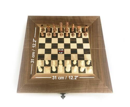 Aegean Massive Veneer Backgammon + Chess Set Large 50 cm - 19.6&quot; - 5